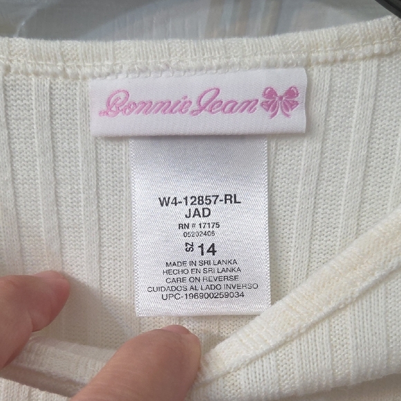 Bonnie Jean Cream Ribbed Top - Picture 2 of 6